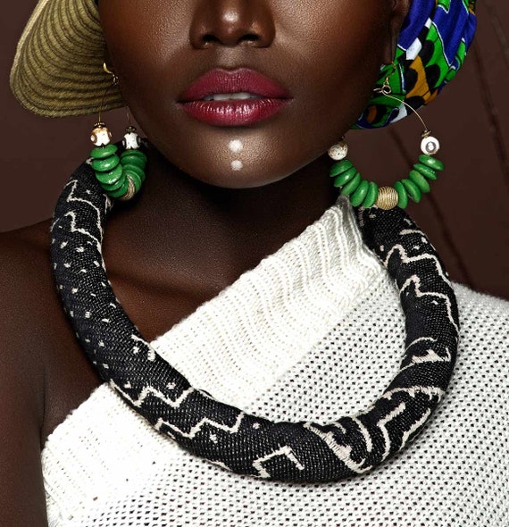 Black sale cloth necklace