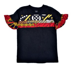 Toddler Girl Black and Red African T-Shirt