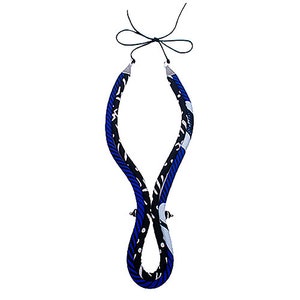 African Necklace for Men | Blue and Black Ankara Necklace | Men’s Corded Neck Tie | Mens Tribal Jewelry | Black, Blue, White |