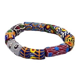 African Bead Bracelet| Krobo Glass Bead Beaded Bracelet| Afrocentric | Cloth & Cord