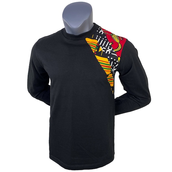 T-shirt da uomo con stampa africana con dettagli sulla spalla T