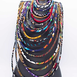 African Necklaces for Women Maasai Jewelry Long Ankara/Kente Multi-strand African Wax Necklace Multi-layered Necklace Ankara Collar image 2