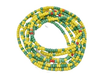 Green/Yellow Color Mini African Waist Beads for Women | Waist Beads | Small Seed Beads | Afrocentric | Cloth & Cord