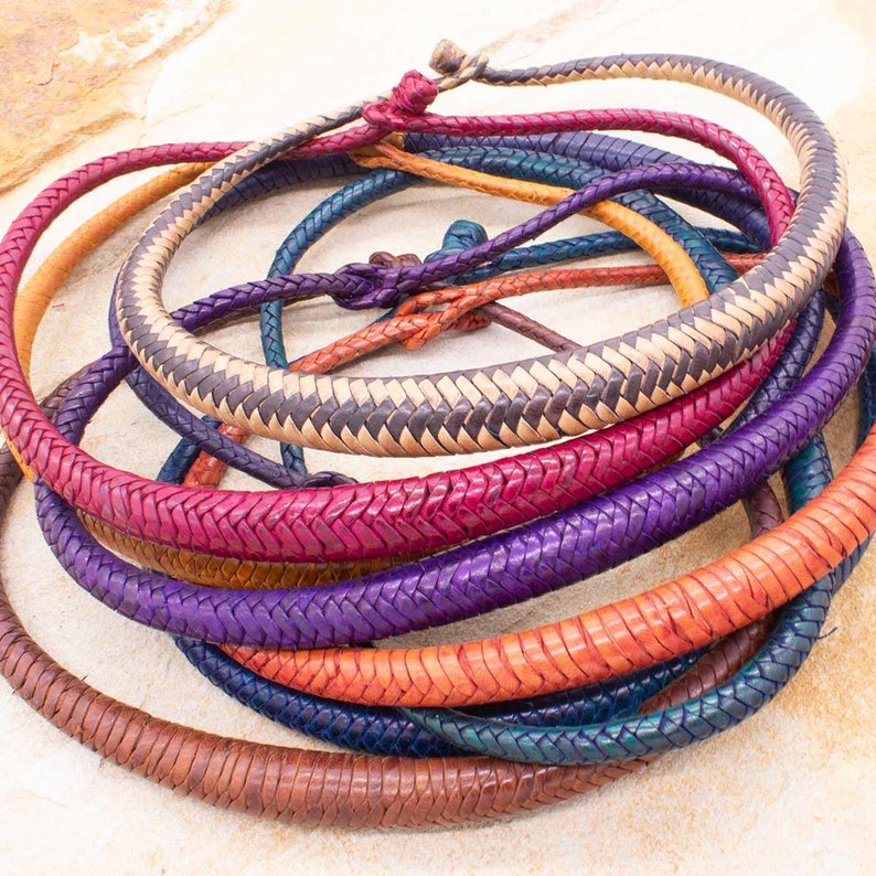 Multi-Color Leather Necklace African Necklace Ghanaian Braided Leather Necklace Ghana Ecru Leather image 1