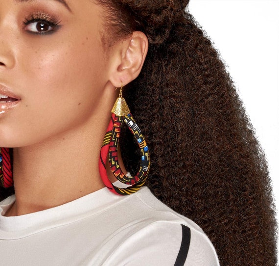 African Tribe Jewelry Red Africa Earrings Ankara African Double