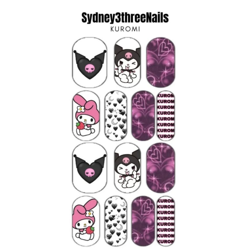 Kuromi Nail Decals Longitud media Etsy
