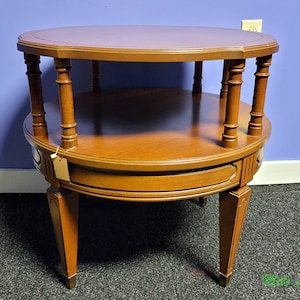 NOT FREE Shipping! See item description for details.* Mersman Round 1970's Tiered Side Accent Table Nightstand