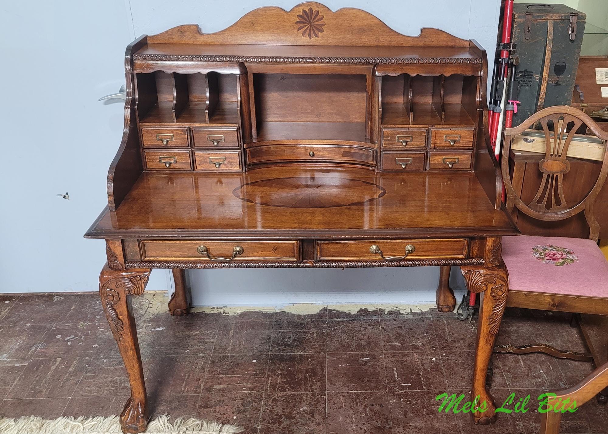 NOT FREE Shipping See item description for details. Vintage Ashley Glen Eagle Brown Cherry Secretary Library Writing Desk