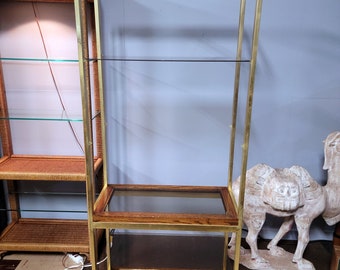 NOT FREE Shipping! See item description for details.* Gold MCM Brass and Glass Open Bookcase