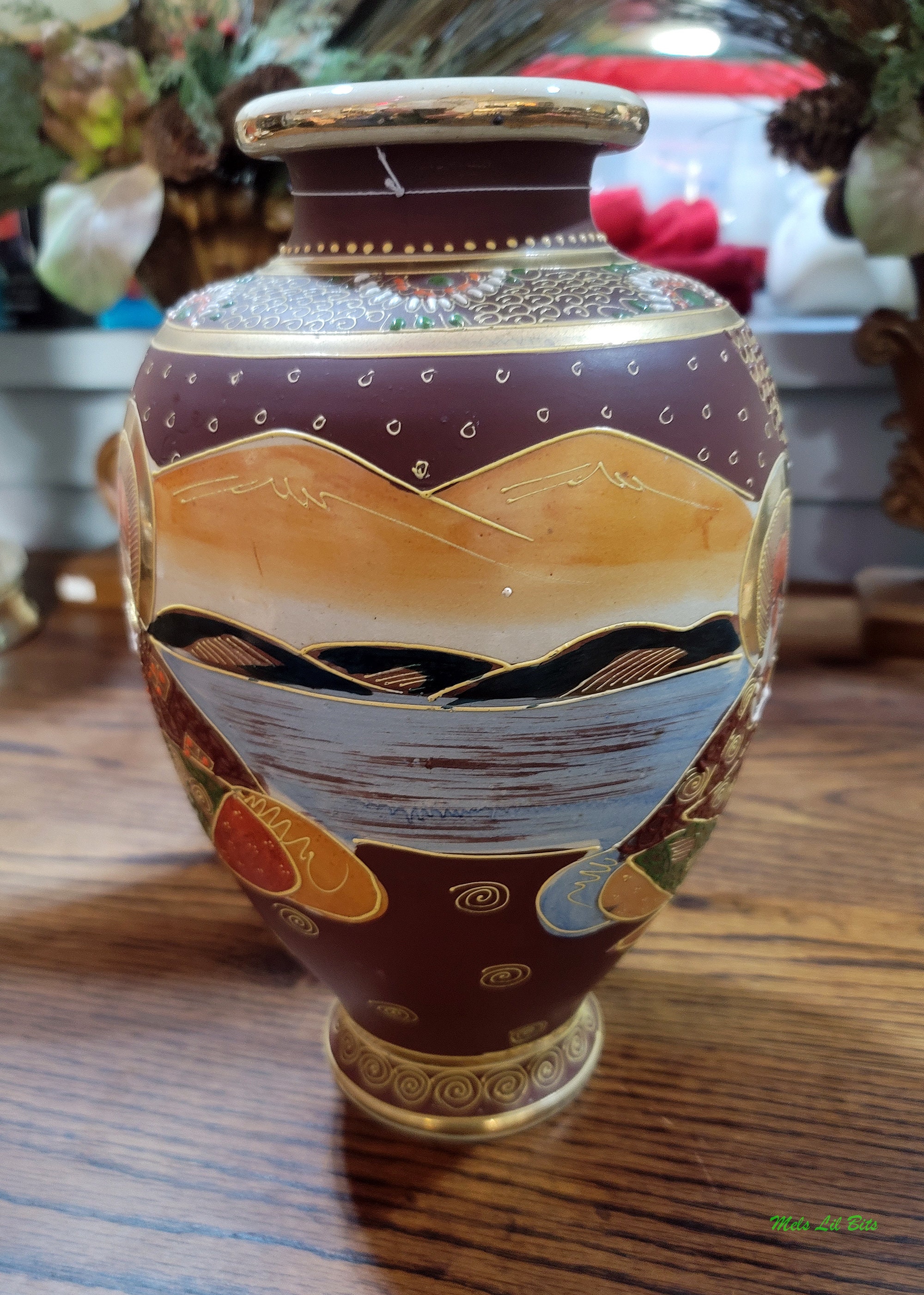 Antique Early 20th Century Painted Ceramic Japanese Satsuma