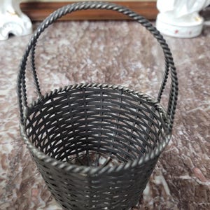 Vintage Silver Plated Wicker Style Metal Basket