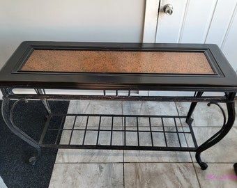 NOT FREE Shipping! See item description for details.* Cast Iron Console Sofa Table with Wood Top