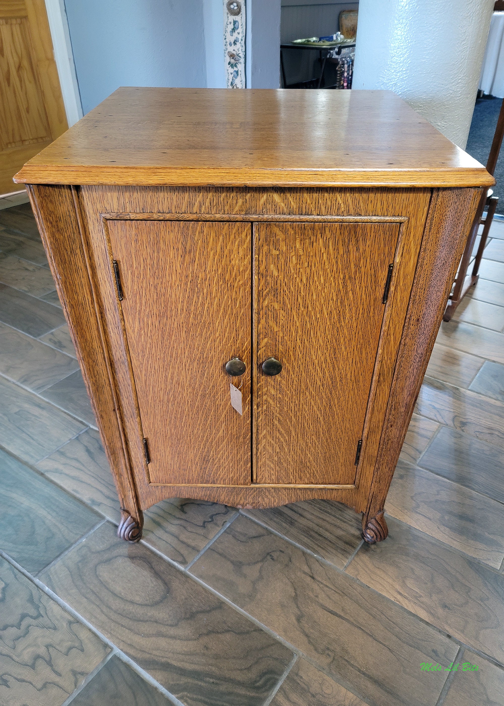 Antique Quartersawn Tiger Stripe Oak Cabinet Side End Accent Table ...