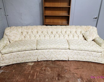 NOT FREE Shipping! See item description for details.* Mid Century Long Tufted White Floral Sofa Couch