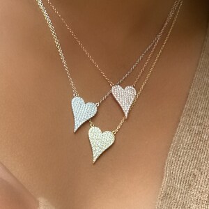 Heart Necklace, Diamond Heart Necklace, Large Heart Necklace, Heart Jewelry, Heart Charm, Love Necklace, Gift for Her, Pave Heart Necklace