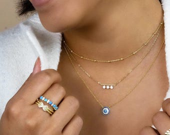 Evil Eye Necklace, Eye Necklace, Gold Boho Necklace, Dainty Layering Necklace, Gold Evil Eye, Everyday Necklace, Gift for her, Good Luck