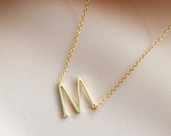 Buy Sideways Letter M Necklace Initial Necklace Letter Necklace