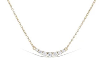 Cubic Necklace \u2022 Stylish Sparkling Zirconia Curved Bar Necklace \u2022 Handmade \u2022 Dainty Necklace \u2022 Bridesmaid Love Gift Birthday Graduation