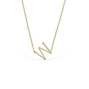 Colar inicial, colar inicial lateral, colar com letra W, presente para madrinha, colar personalizado com monograma, colar para mãe, presente, nome
