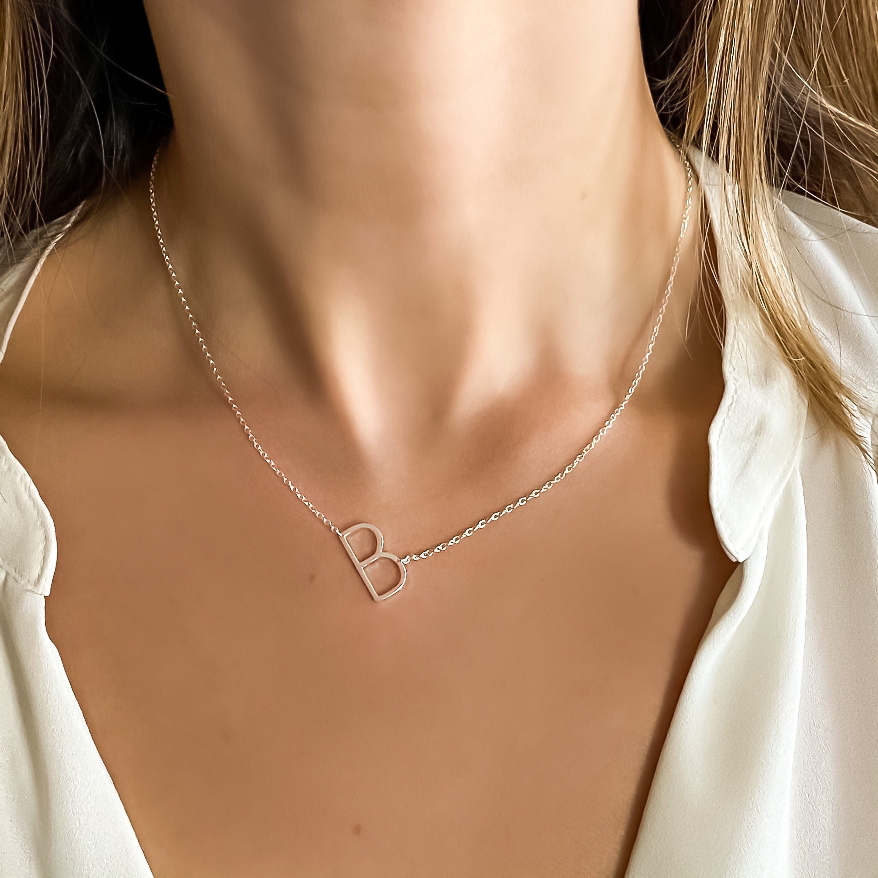 Sideways b best sale necklace