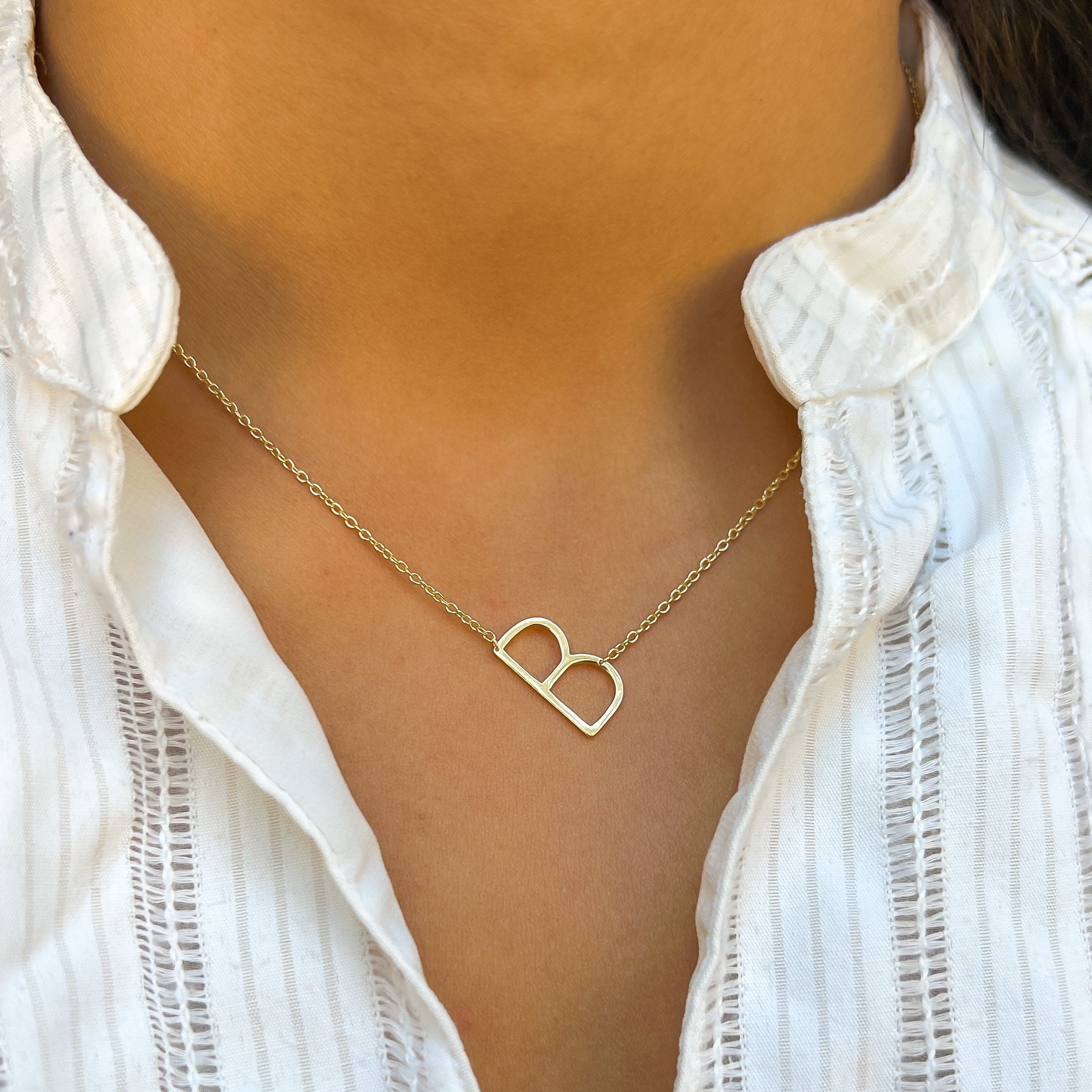 Buy Glimmerst Initial Heart Necklace,18K Gold Plated Stainless Steel Tiny  Heart Letter B Necklace Personalized Monogram Name Necklace for Women Girls  at Amazon.in