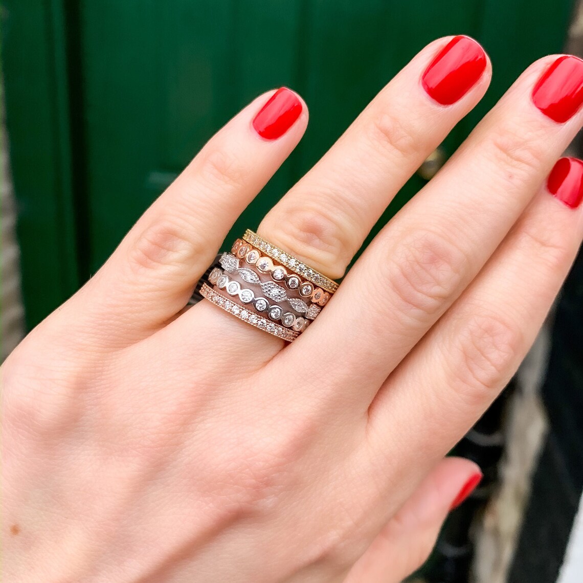 Gold Eternity band Cz diamond Ring Gold Stacking Ring Gold Etsy