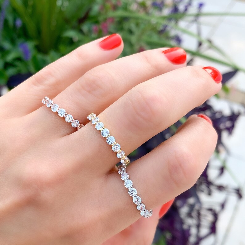 Full Cz Diamond Eternity Band Anniversary Ring Bridal Ring Etsy