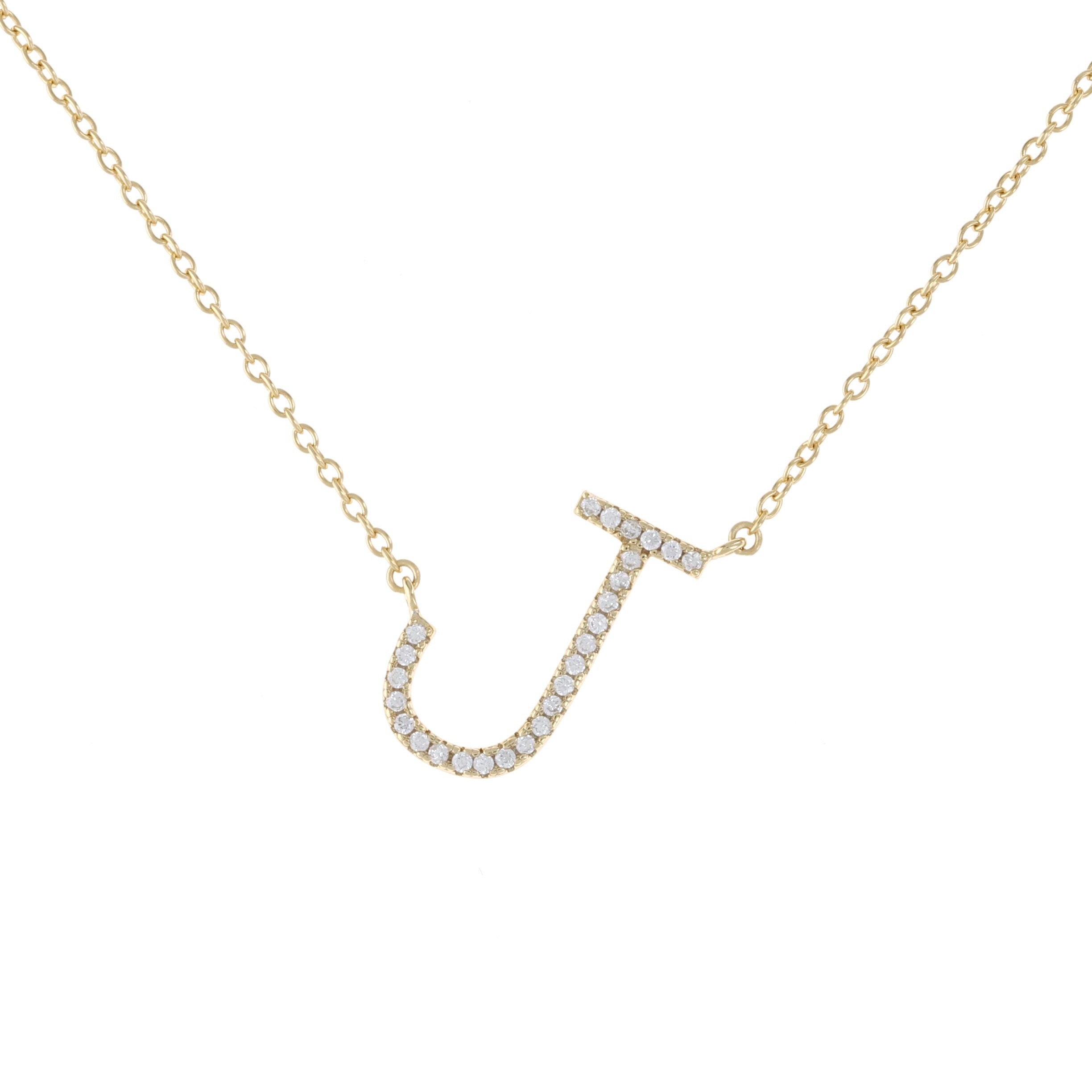 Gold Letter J Necklace Initial necklace Cz letter necklace Etsy