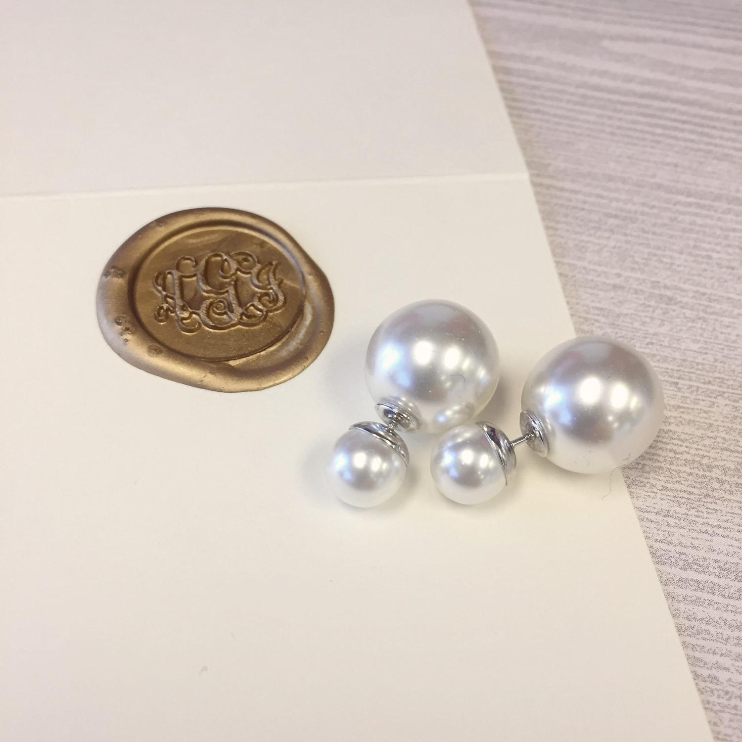 Pearl Double Stud Earring Pearl Stud Earrings Double Sided Etsy