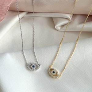 Evil Eye Necklace, Eye Necklace, Gold Boho Necklace, Dainty Layering Necklace, Gold Evil Eye, Everyday Necklace, Gift for her, Good Luck