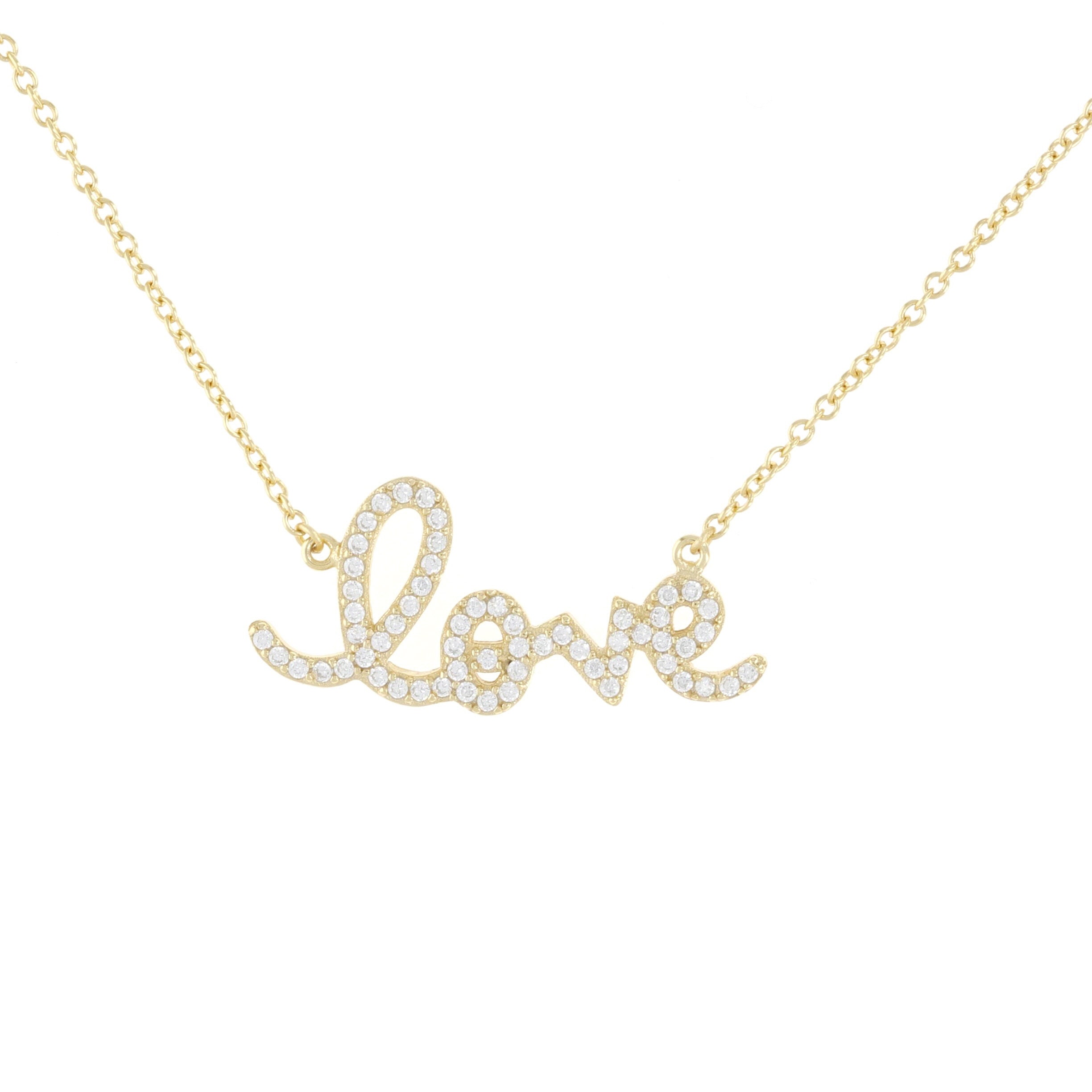 Love Script Necklace Cz Diamond Wedding Necklace Love - Etsy