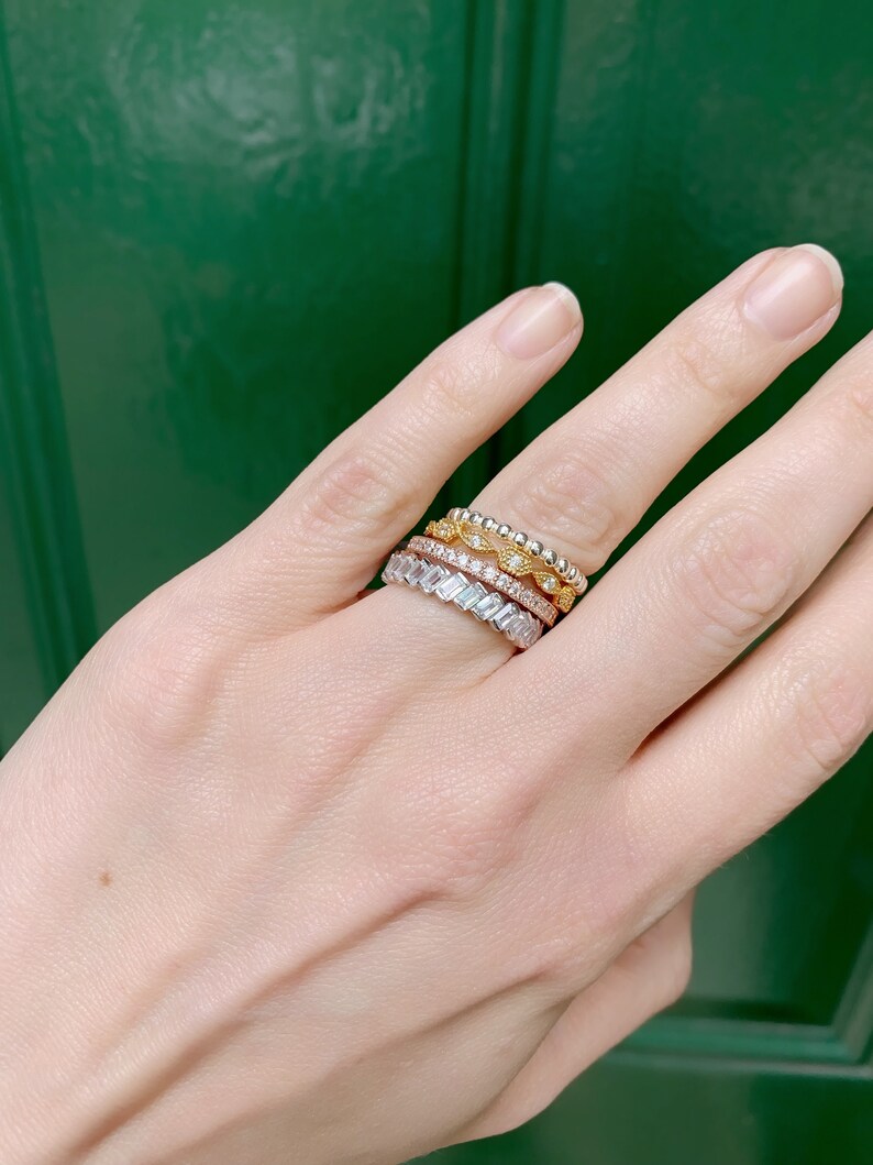 Gold Eternity Band Cz Diamond Ring Gold Stacking Ring Gold Etsy