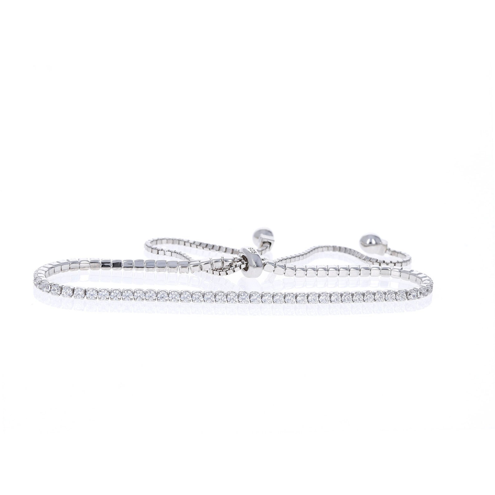 Cz Silver Tennis Bracelet Dainty Delicate Diamond Bracelet Etsy