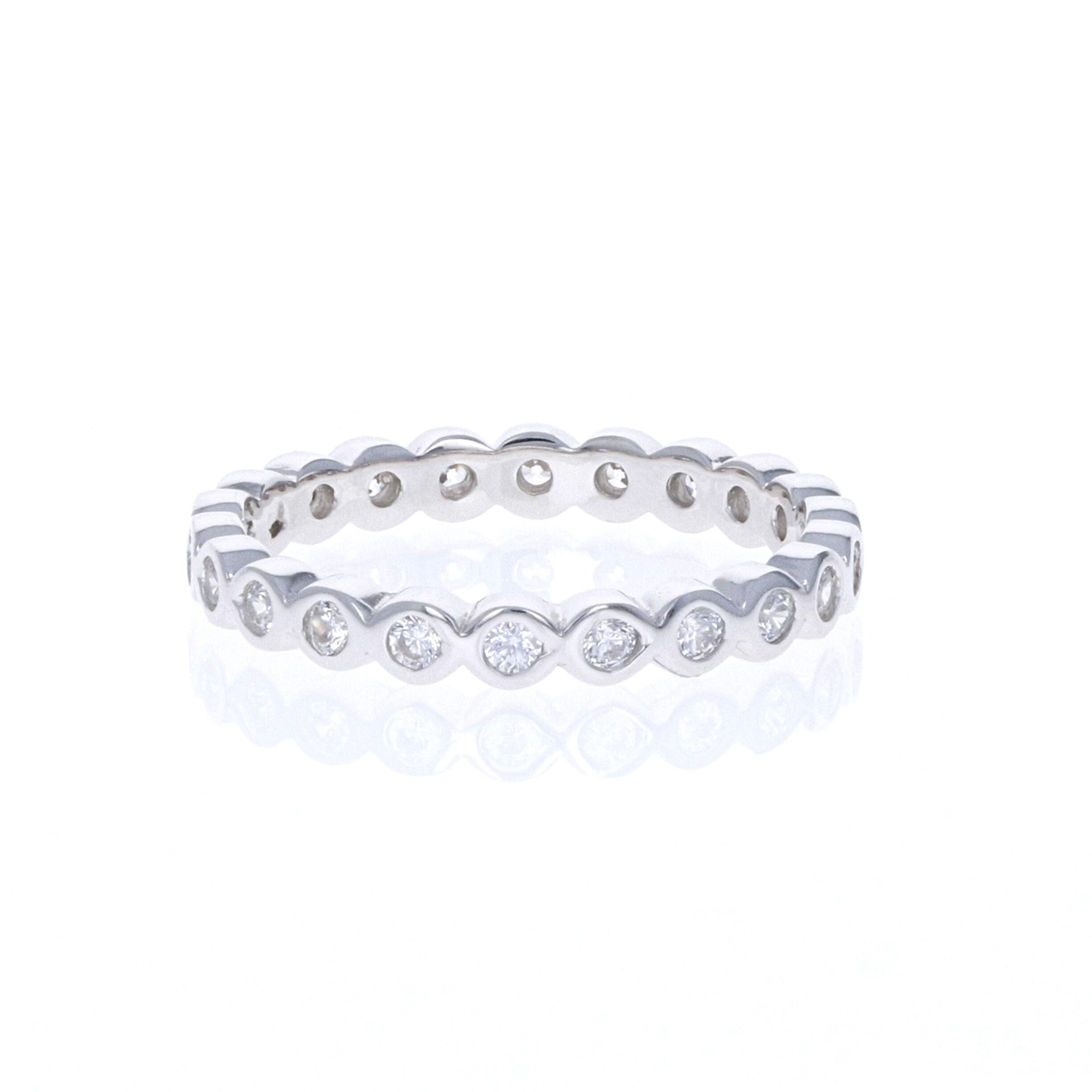 Diamond Eternity Band Cz Eternity Ring Thin Silver Stacking Etsy