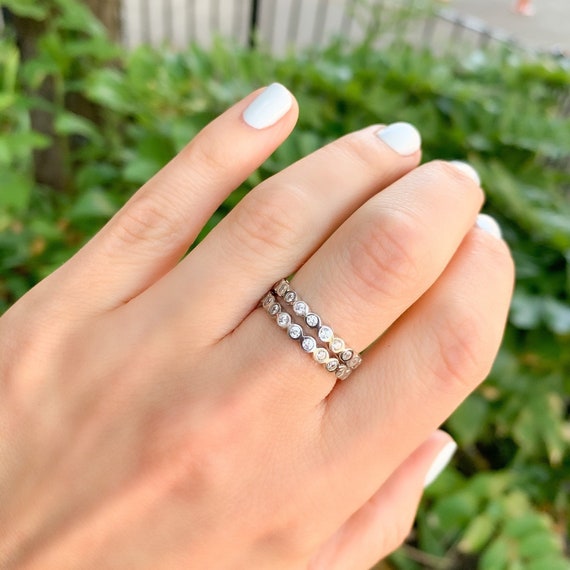Diamond Eternity Band Cz Eternity Ring Thin Silver Stacking Ring