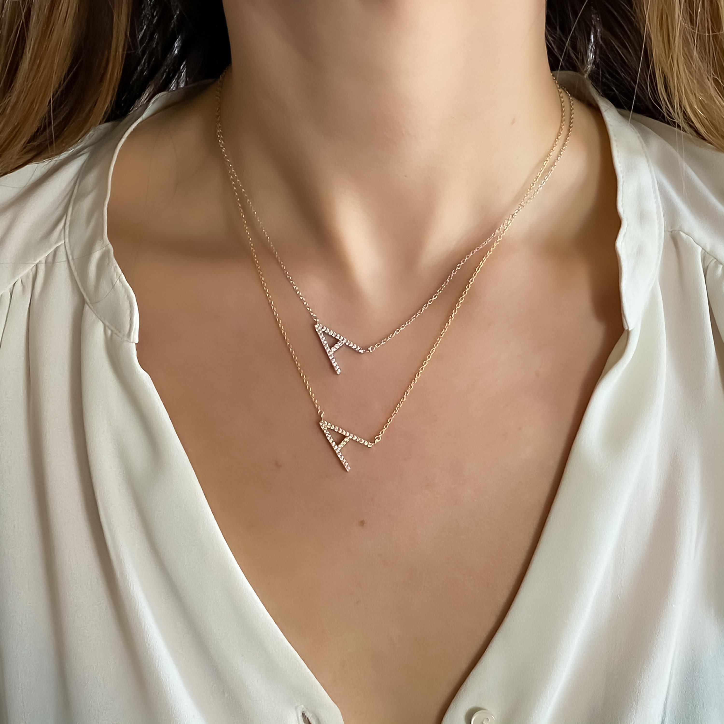 Sideways letter cheap a necklace
