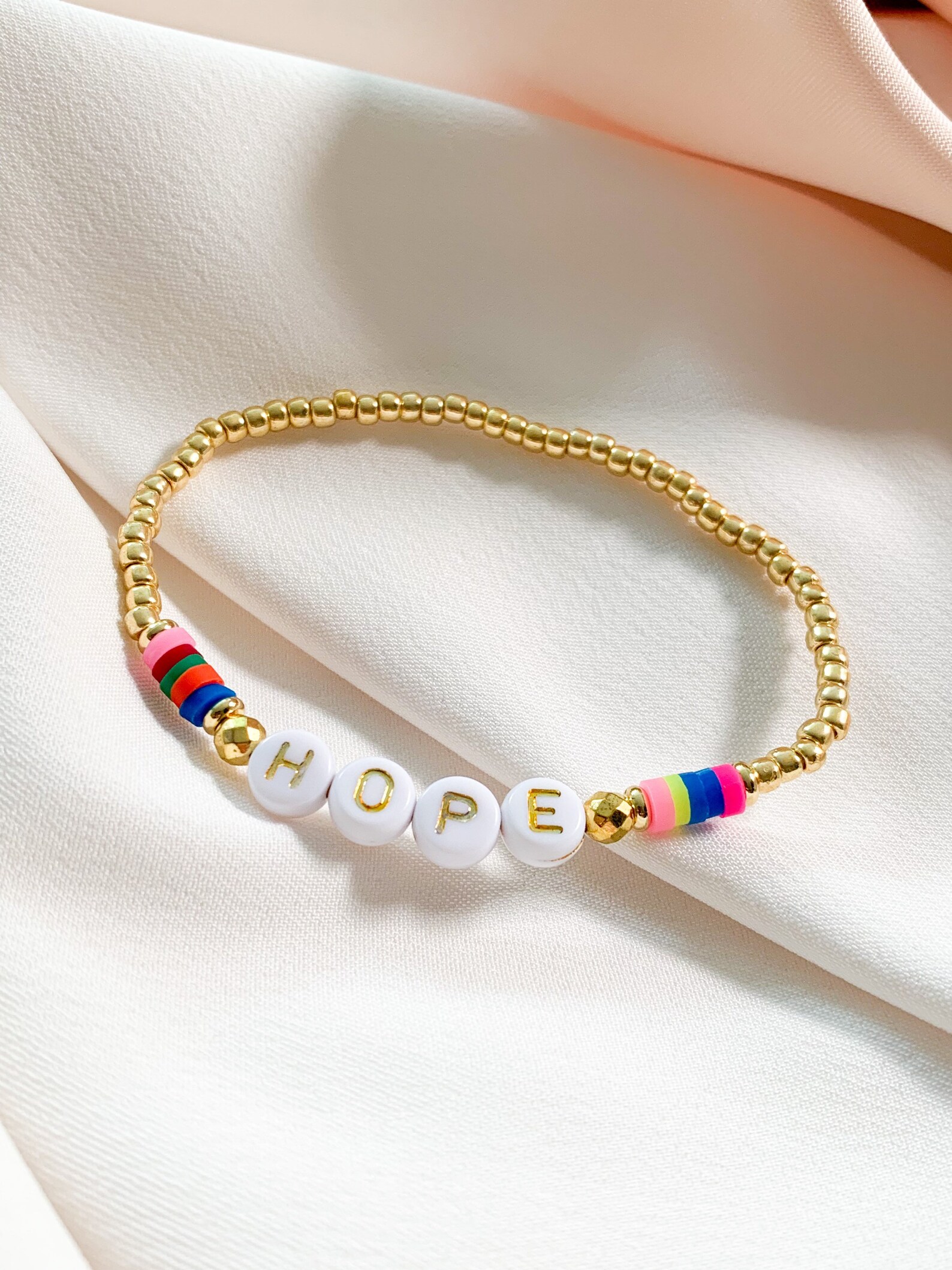 Hope Bracelet Bead Message Bracelet Stretch Beaded Bracelet Etsy