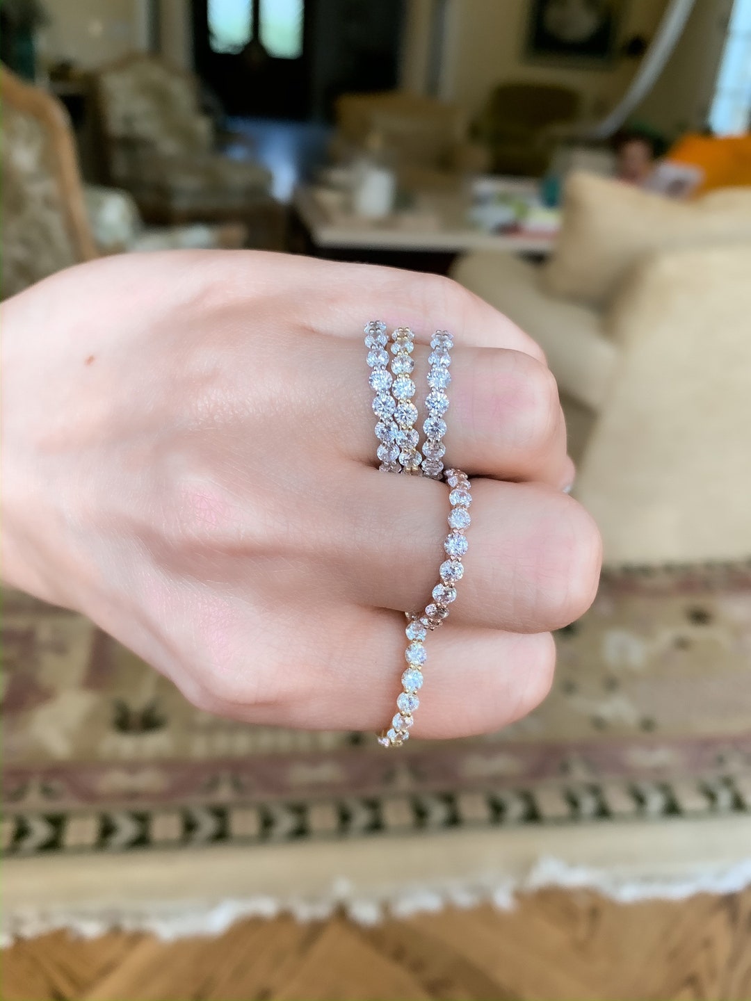 Full Cz Diamond Eternity Band Anniversary Ring Bridal Ring Etsy