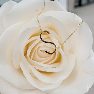 Sideways Letter Necklace Initial Necklace Letter S Necklace - Etsy