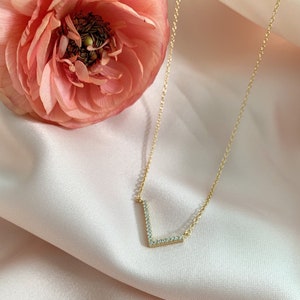 Initial Necklace, Letter L Necklace, Cz Initial, sideways initial necklace, Bridesmaid gift, Wedding Jewelry, bridesmaid necklace
