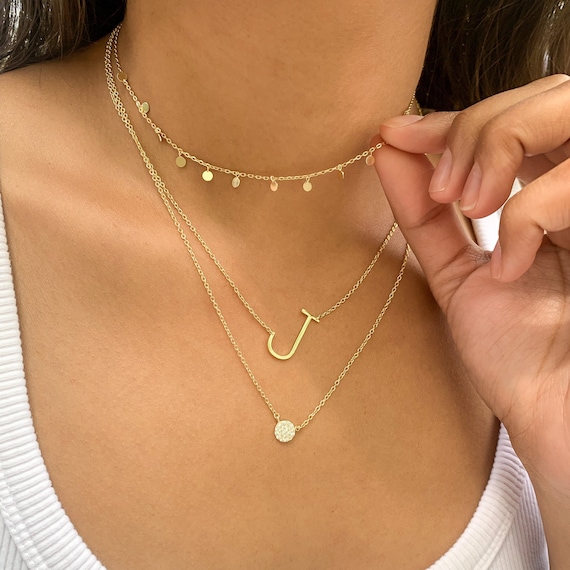 Sideways j initial necklace deals