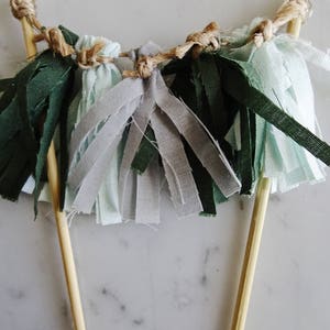 Mini Tassel Cake Topper / Custom / Olive Green Grey Mint / Made-To-Order/ Hand Made Mini Tassels / Birthday Party / Bamboo Sticks / Cotton image 4