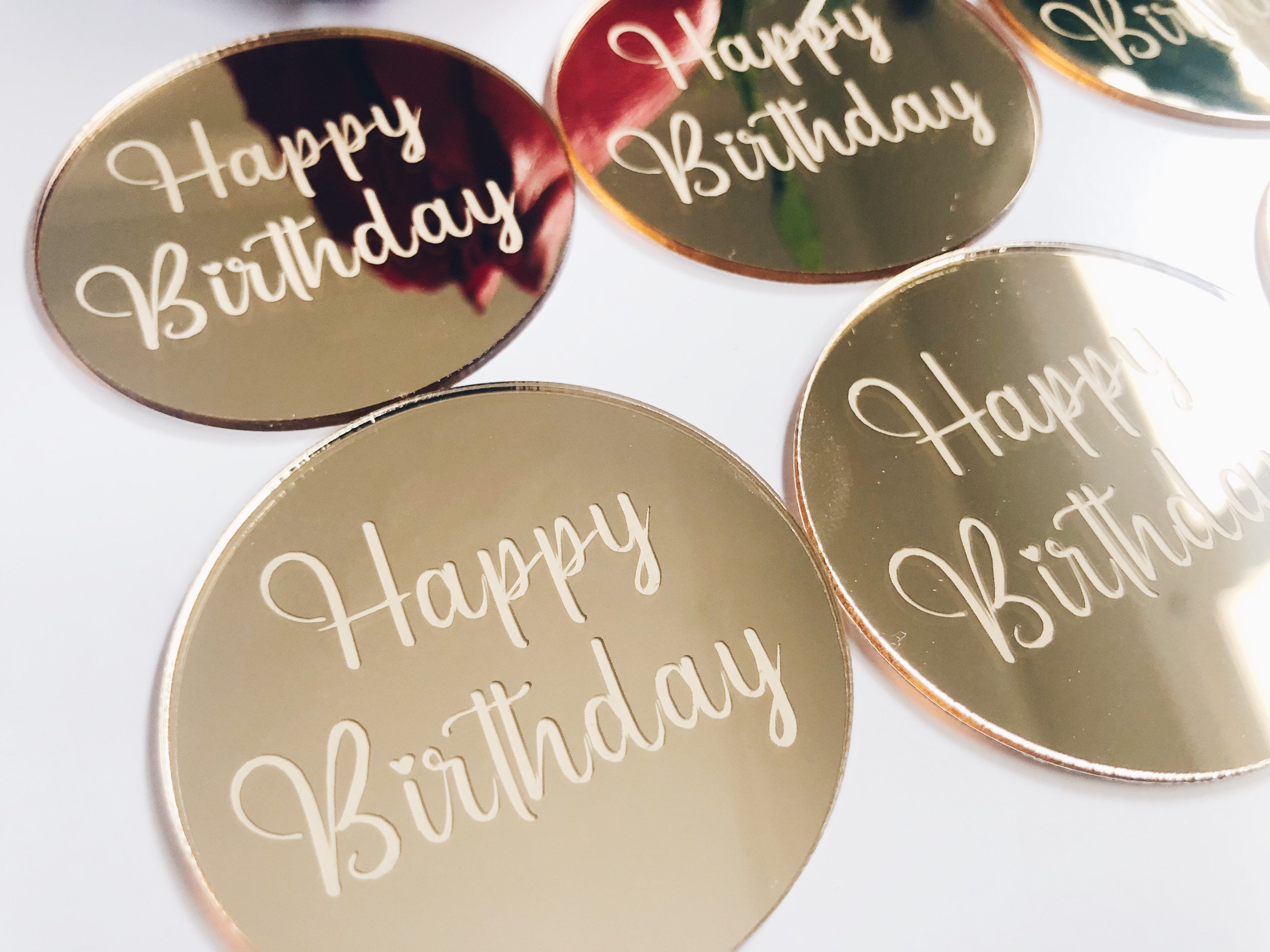 6 Happy Birthday Cake Topper - Bold, Acrylic or Wood