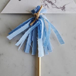 Mini Cake Topper / Modern Calligraphy / Custom Hand Lettered/ Marble Name Blue / Made-To-Order/ Hand Made Mini Tassels / image 4