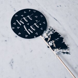 Cake Topper / Modern Calligraphy / Custom Hand Lettered / Silver Black / Made-To-Order/ Hand Made Mini Tassels / Birthday / Name Baby image 2