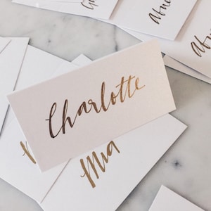Custom Hand Drawn Metallic Gold Lettering Sign / Name Cards Tags / Place Card / Calligraphy/ Party Event Wedding Birthday Outdoor Hens