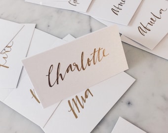 Custom Hand Drawn Metallic Gold Lettering Sign / Name Cards Tags / Place Card / Calligraphy/ Party Event Wedding Birthday Outdoor Hens