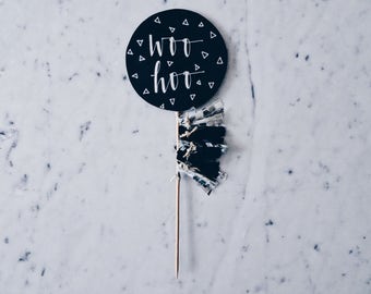 Cake Topper / Modern Calligraphy / Custom Hand Lettered / Silver Black / Made-To-Order/ Hand Made Mini Tassels / Birthday / Name Baby