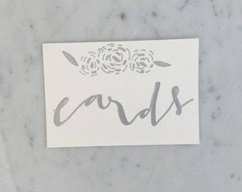 Custom 6 x 4 inch Hand Drawn Metallic Silver Lettering Sign / GARDEN LOVE / Cards Sign / Calligraphy/ Party Wedding Birthday Hens Bridal /