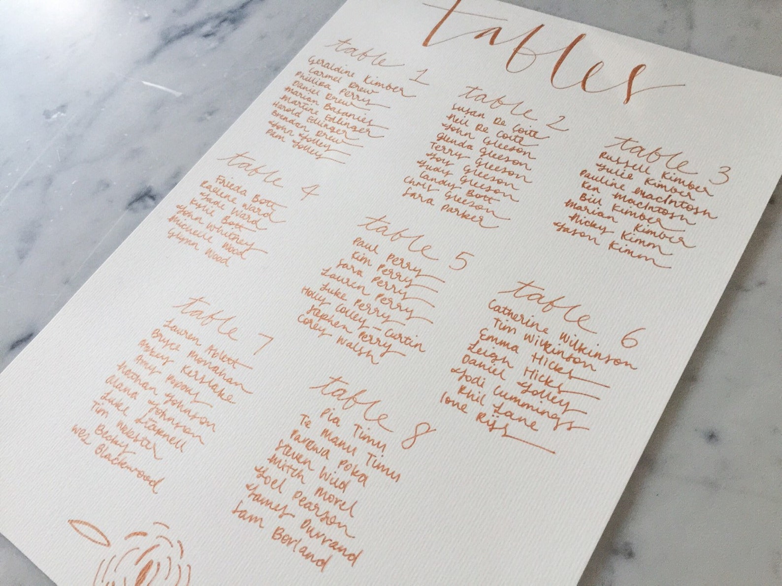 Custom A3 Hand Drawn Metallic Rose Gold Lettering Sign / Table | Etsy